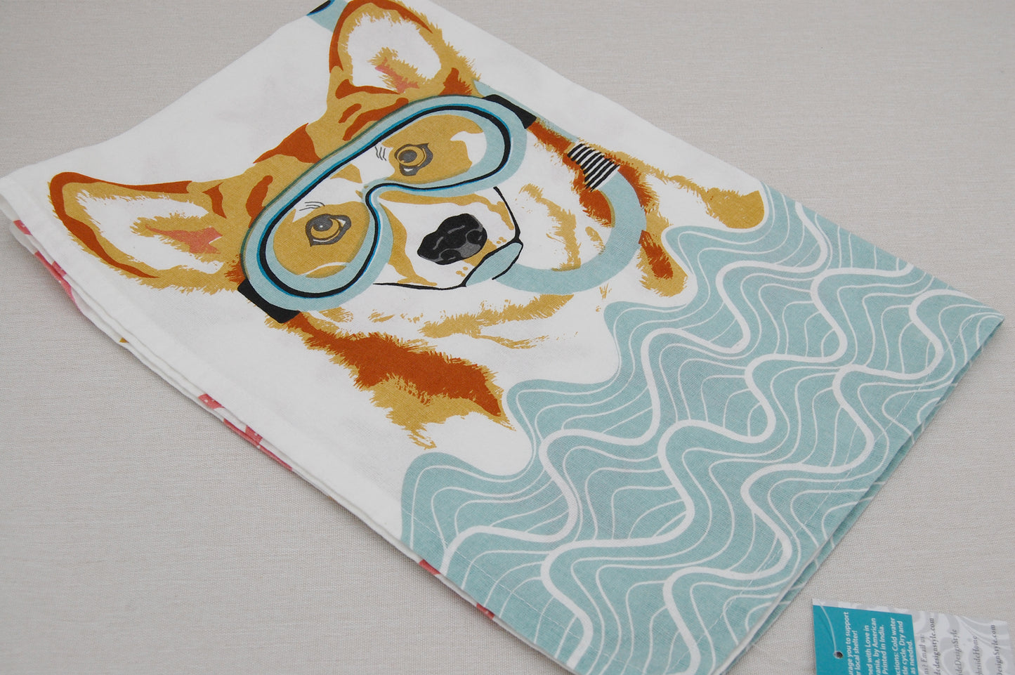 CORGI SCUBA TEA TOWEL