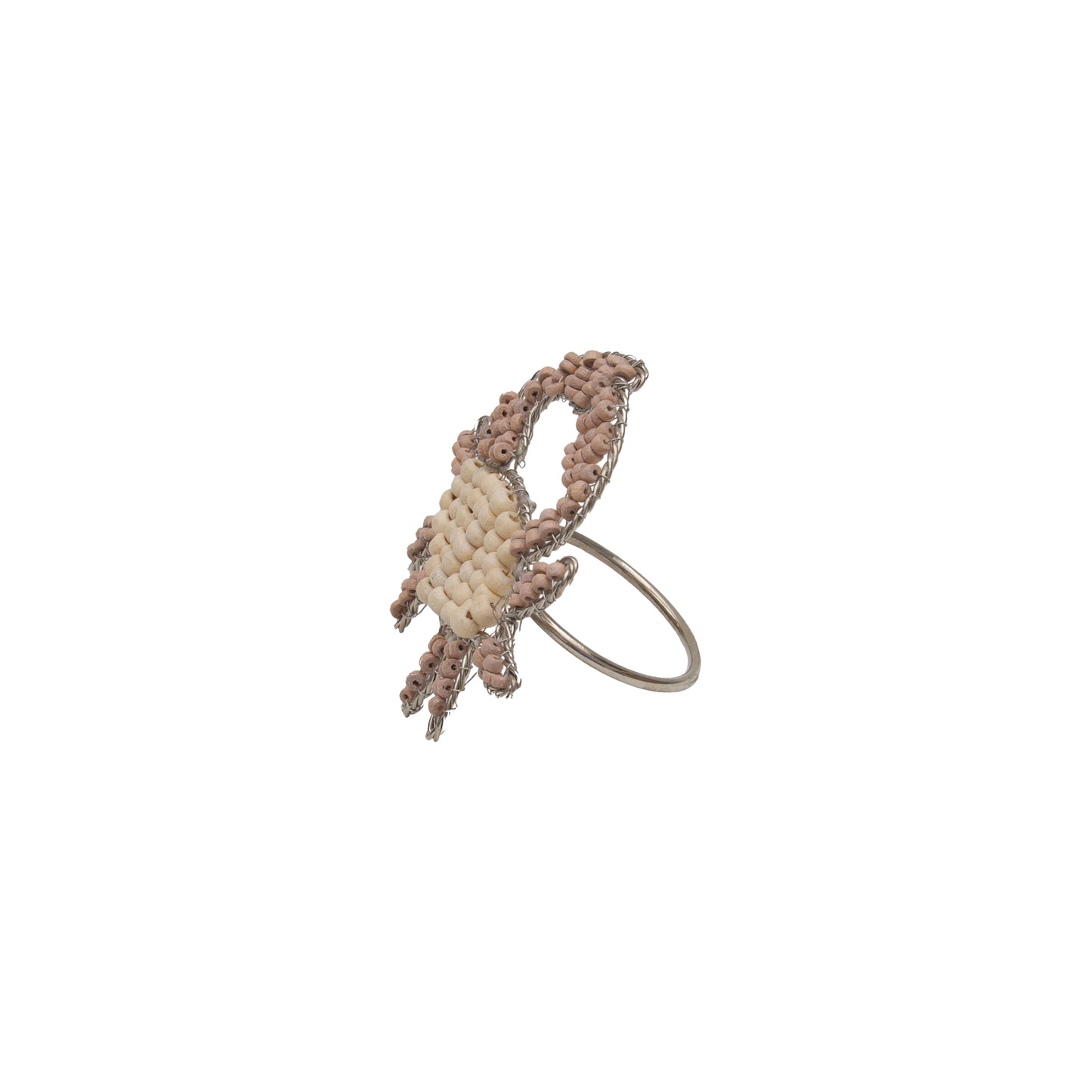 crab shaped napkin rings crafted of natural beads.