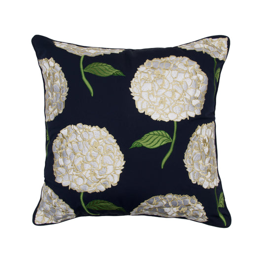 White Hydrangea Pattern Embroidered Pillow