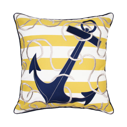 Yellow Stripe Blue Anchor Pillow