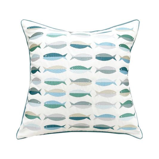 Sea Glass Fish Pattern Pillow