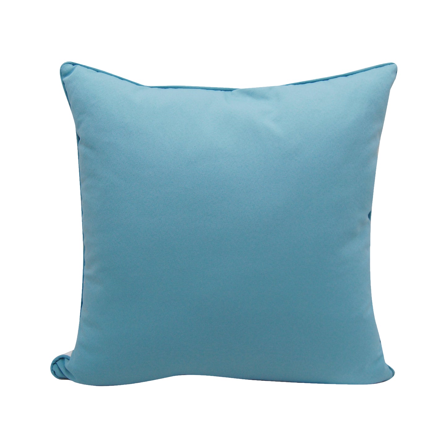 Solid blue fabric; back side of Blue Heron and Saltmarsh outdoor pillow.