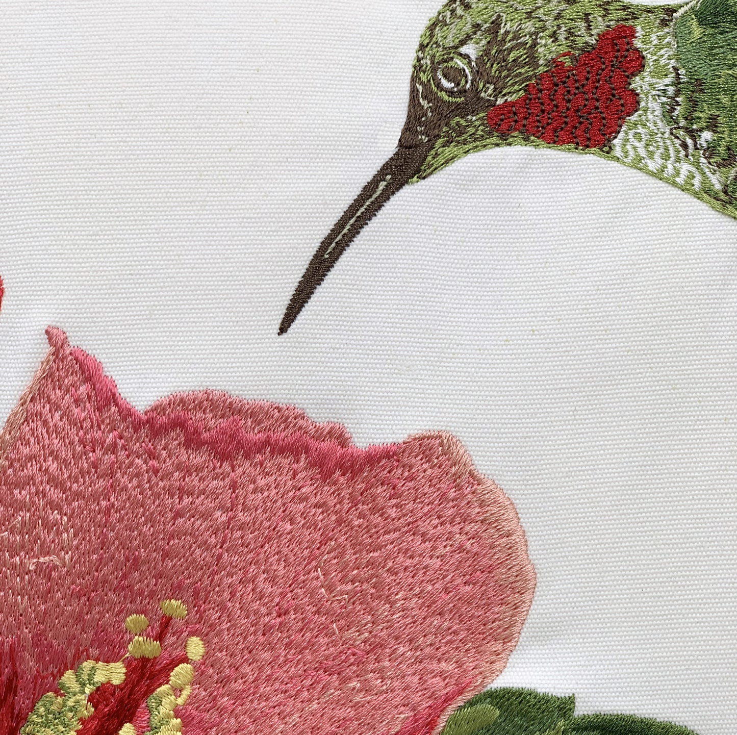 HUMMINGBIRD AND HIBISCUS INDOOR OUTDOOR PILLOW