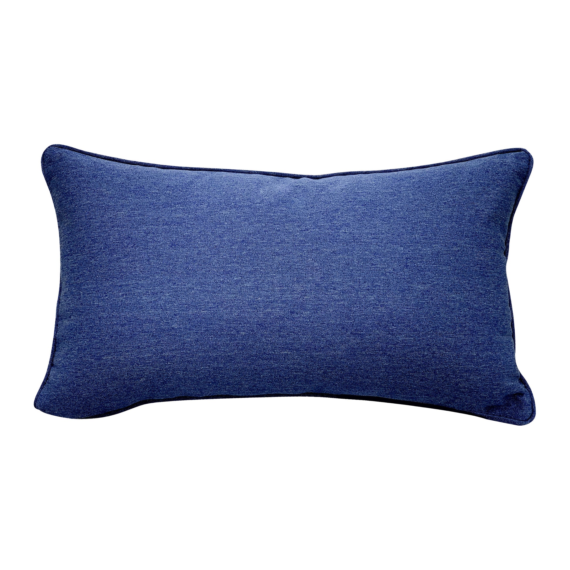 Solid blue fabric; back of the Indigo Seahorse pillow.