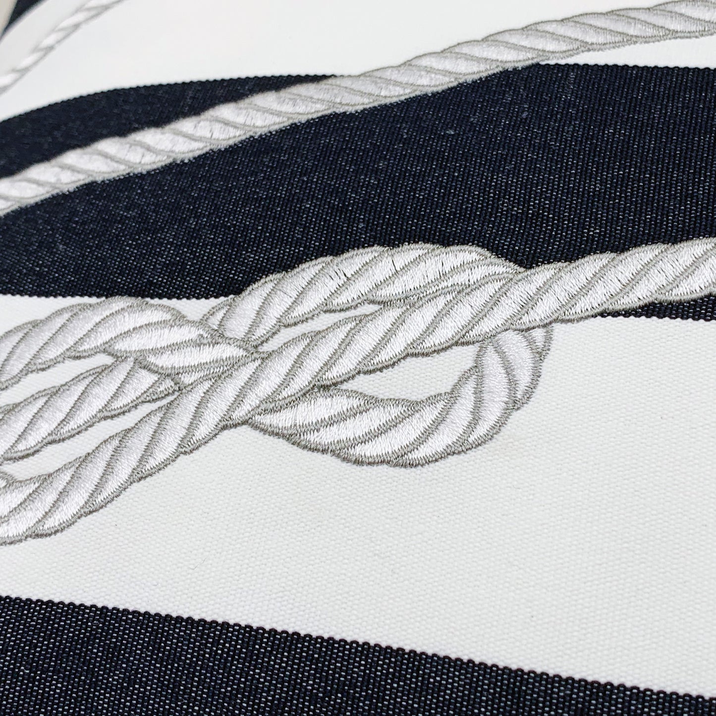NAVY AND WHITE ROPE LUMBER INDOOR OUTDOOR PILLOW