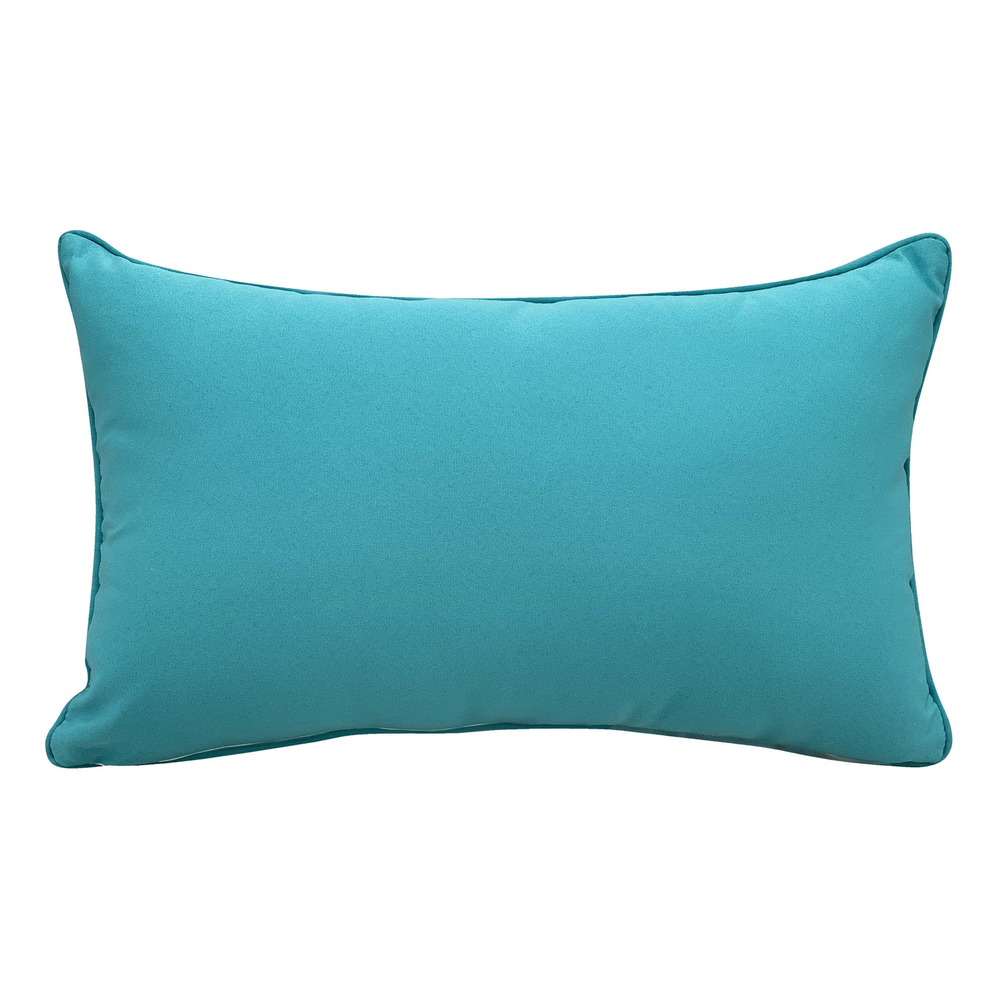 Solid blue fabric; back of the Tropical Punch Seahorse Pattern Indoor Outdoor Pillow.