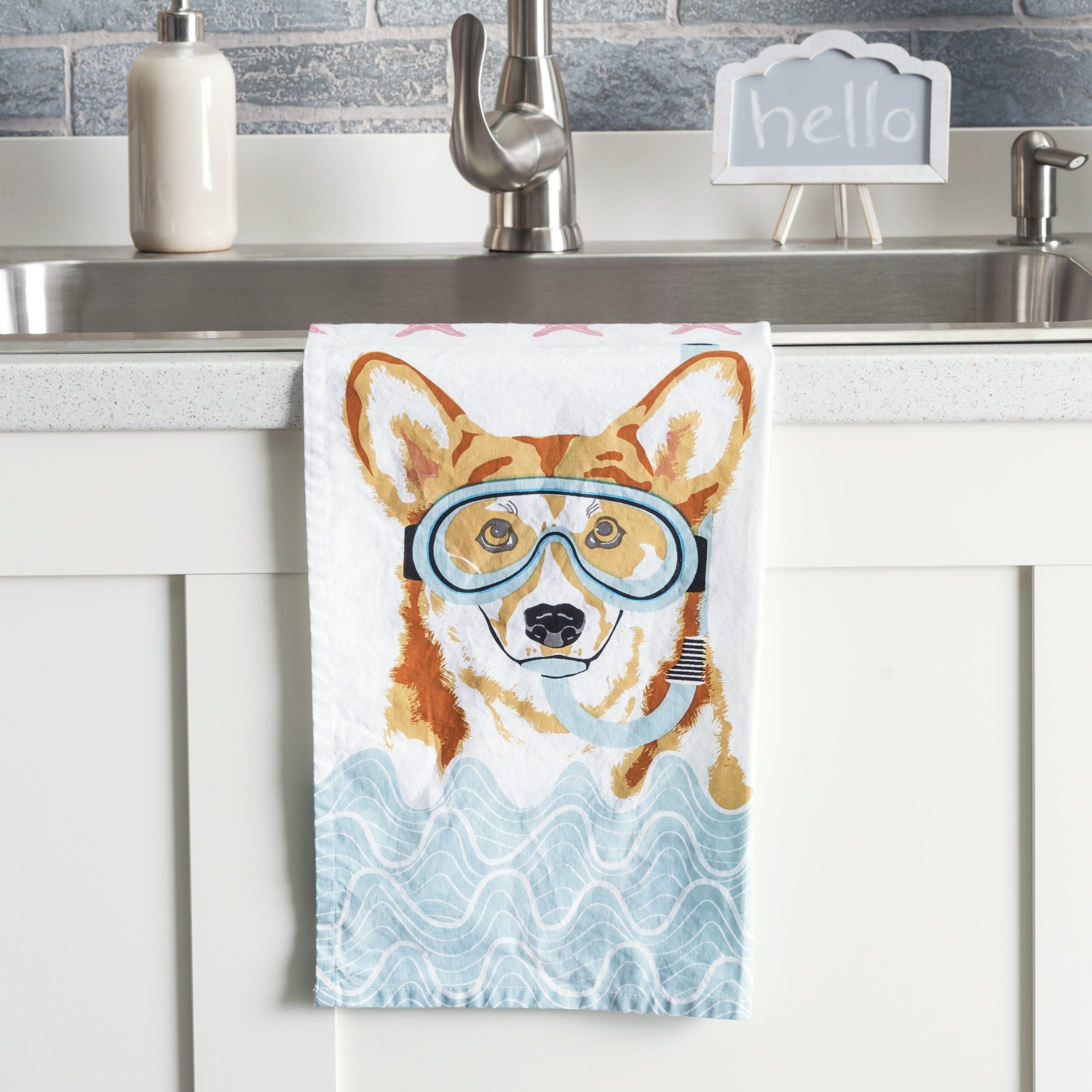 Rightside Design Corgi Scuba Tea Towel