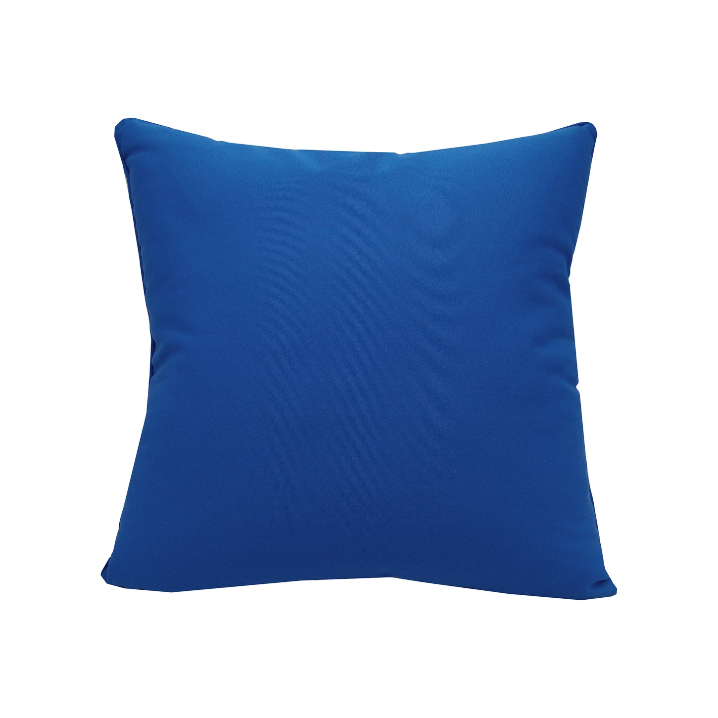 Solid blue fabric; back side of the Azure Fish School outdoor pillow.