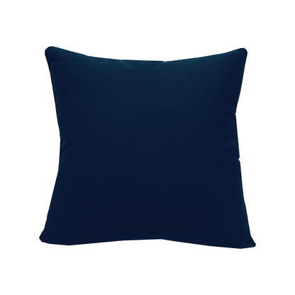 Solid navy fabric; back side of Blue Conch Shell outdoor pillow.