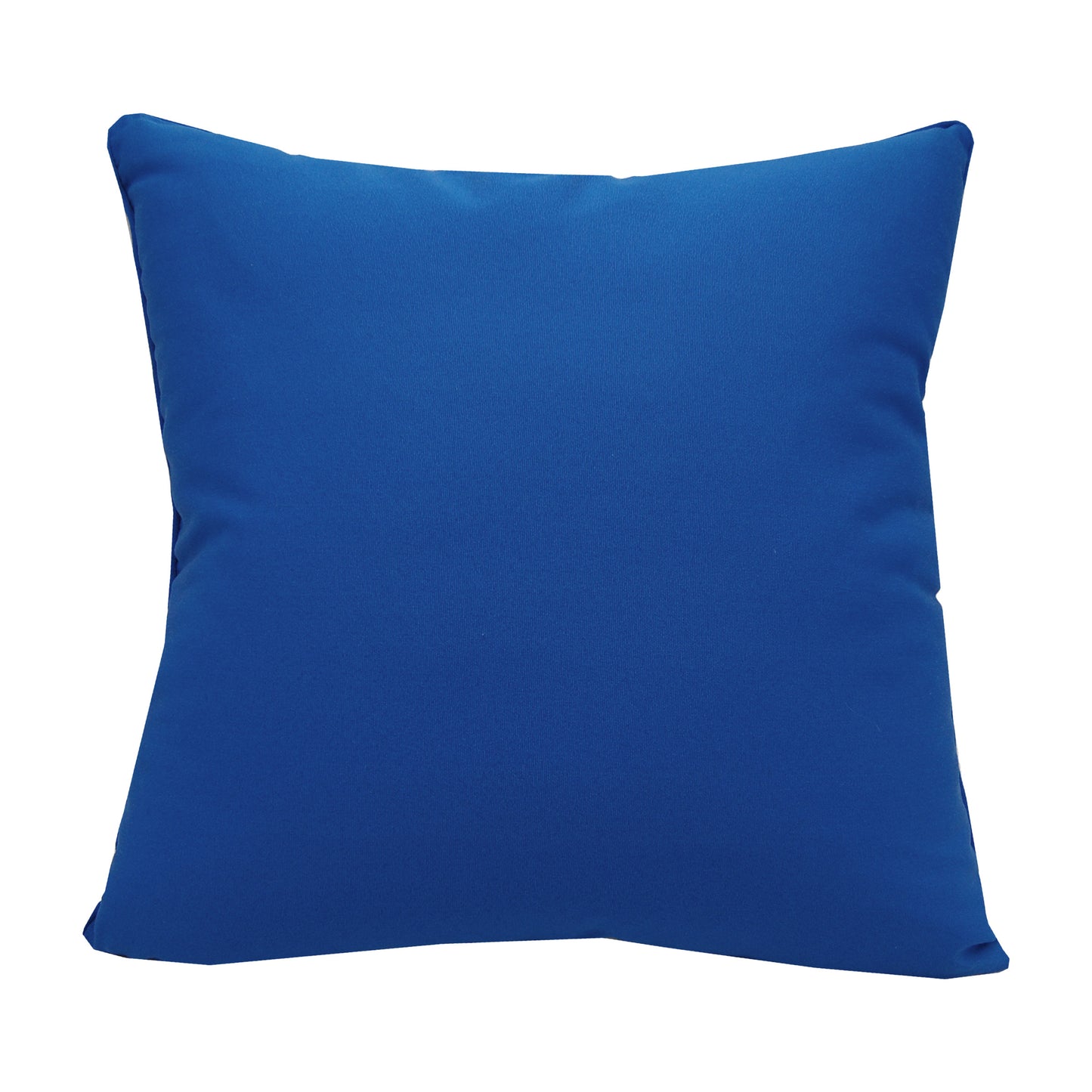 Solid blue fabric; back side of Blue Dragonfly outdoor pillow.