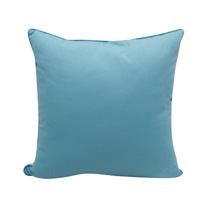 Solid blue fabric; back side of Blue Heron and Saltmarsh outdoor pillow.