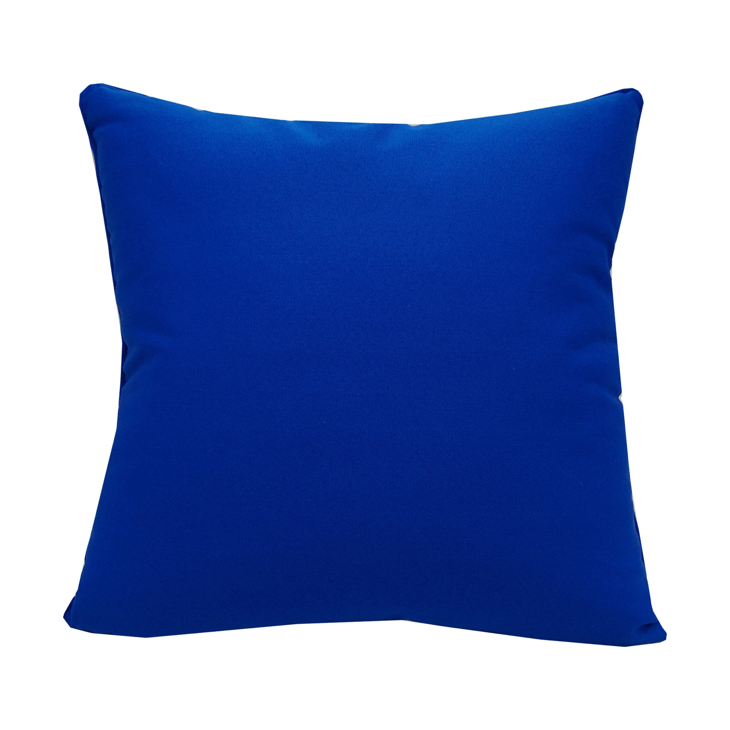 Solid blue fabric; back side of the Bold Blue Butterfly pillow.