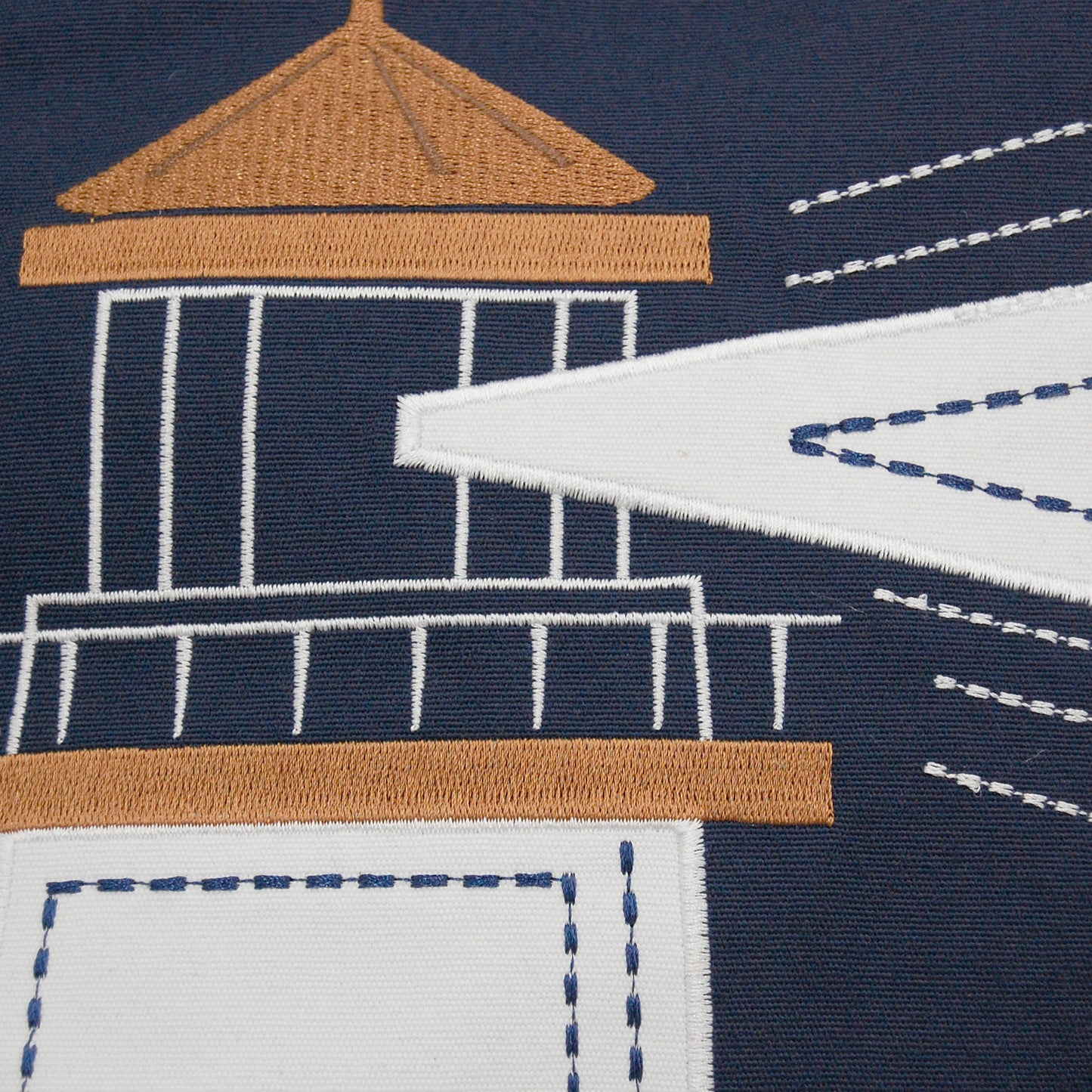 Detail shot of the Cape Series Lighthouse pillow.