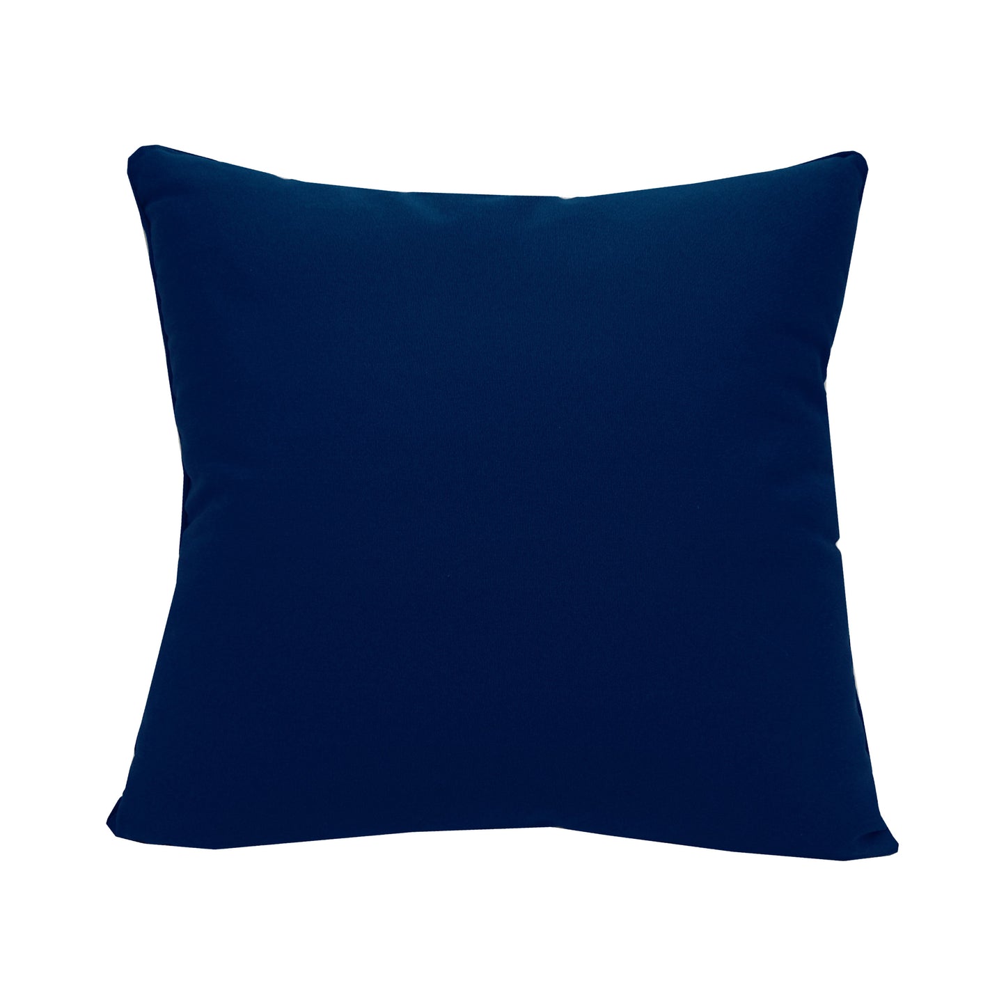 Solid navy blue fabric; back side of the Clam Pattern pillow.