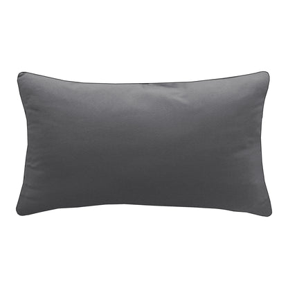 Solid gray fabric; back side of the Equine Frolic Lumbar pillow.