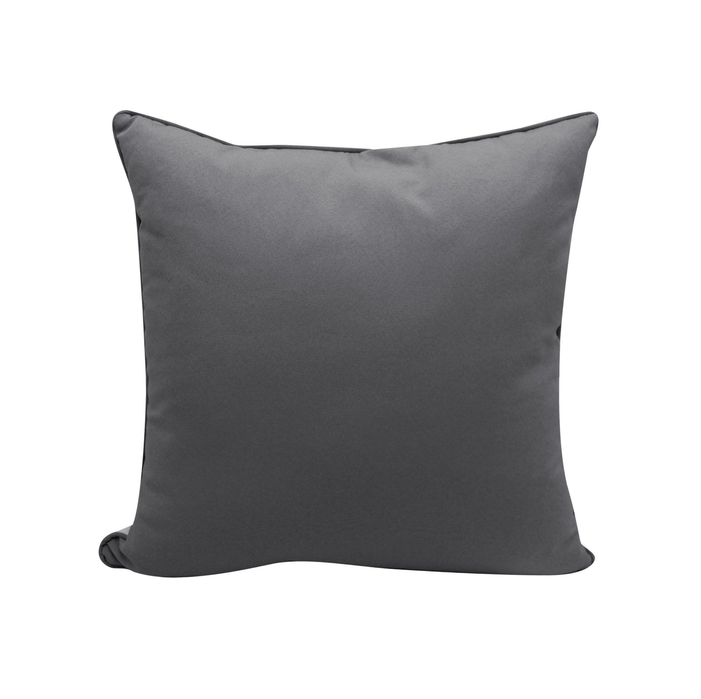 Solid grey fabric; back of the Head Strong Right Indoor Outdoor Pillow.
