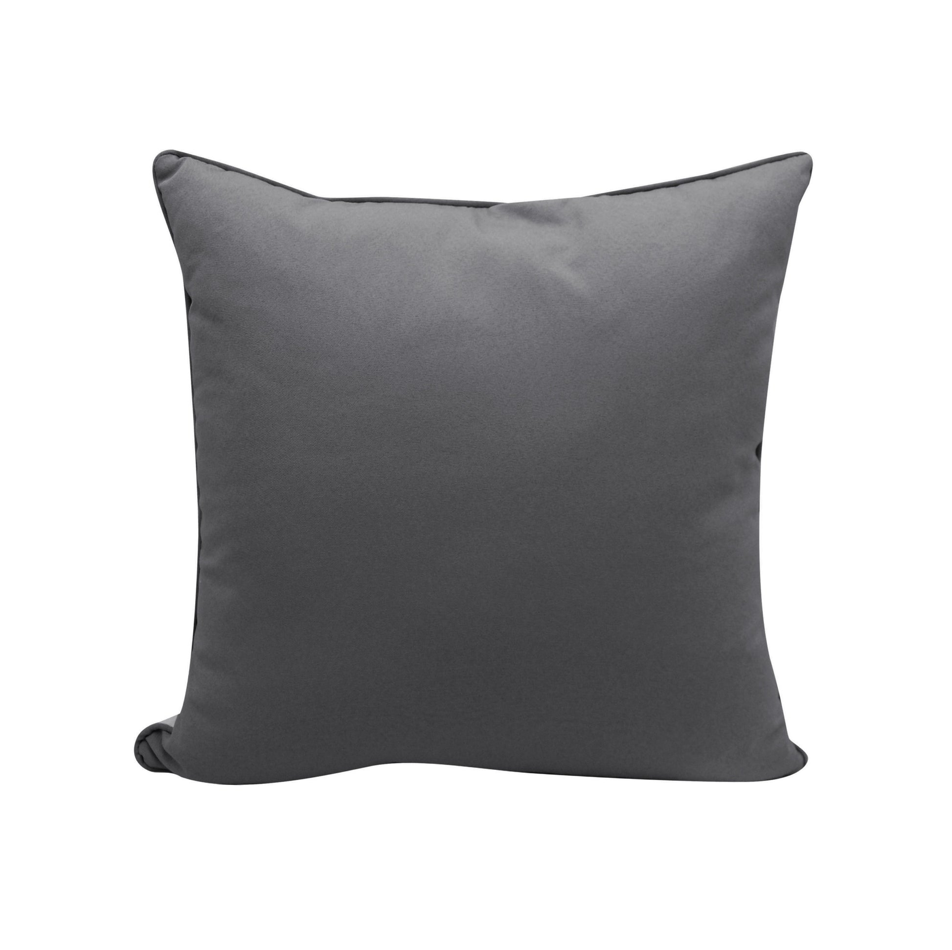 Solid grey fabric; back of the Head Strong equine pillow.