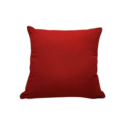 Solid red; back side of the Fan Coral Red and White pillow