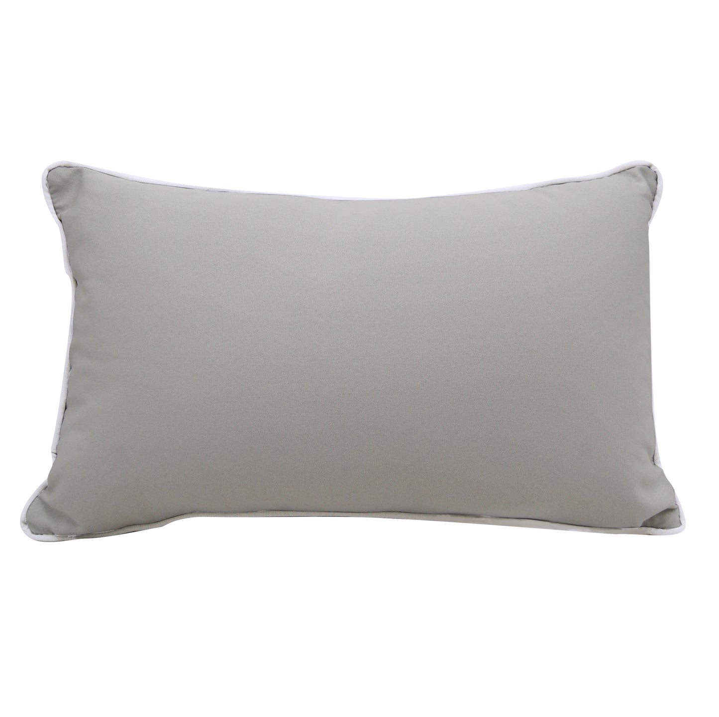 Solid gray fabric; back side of the Fish Pattern Lumbar Indoor Outdoor Pillow.
