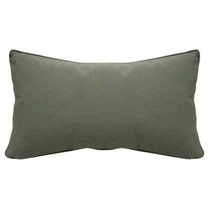 Solid green fabric; the back of the Herb Garden pillow