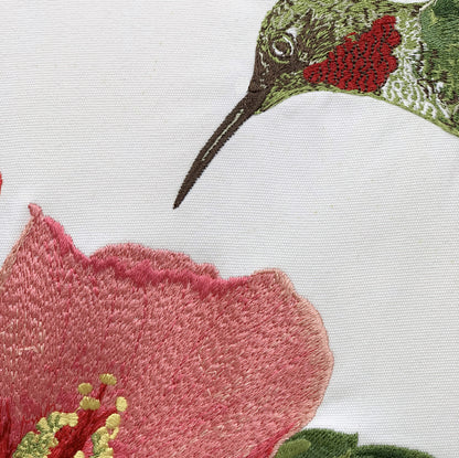 HUMMINGBIRD AND HIBISCUS INDOOR OUTDOOR PILLOW