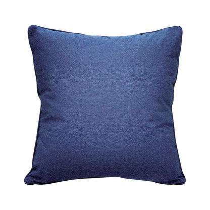 Solid blue; back of the Indigo Morris Thistle pillow.