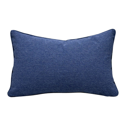 Solid blue fabric; back of Indigo Peacock pillow.