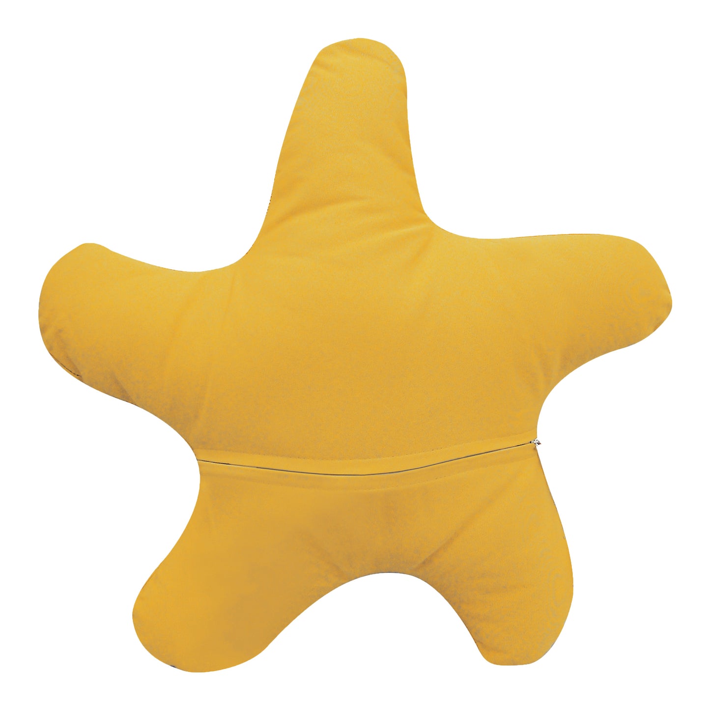 Solid marigold colored fabric; back of the Marigold Shaped Sea Star Fish pillow.