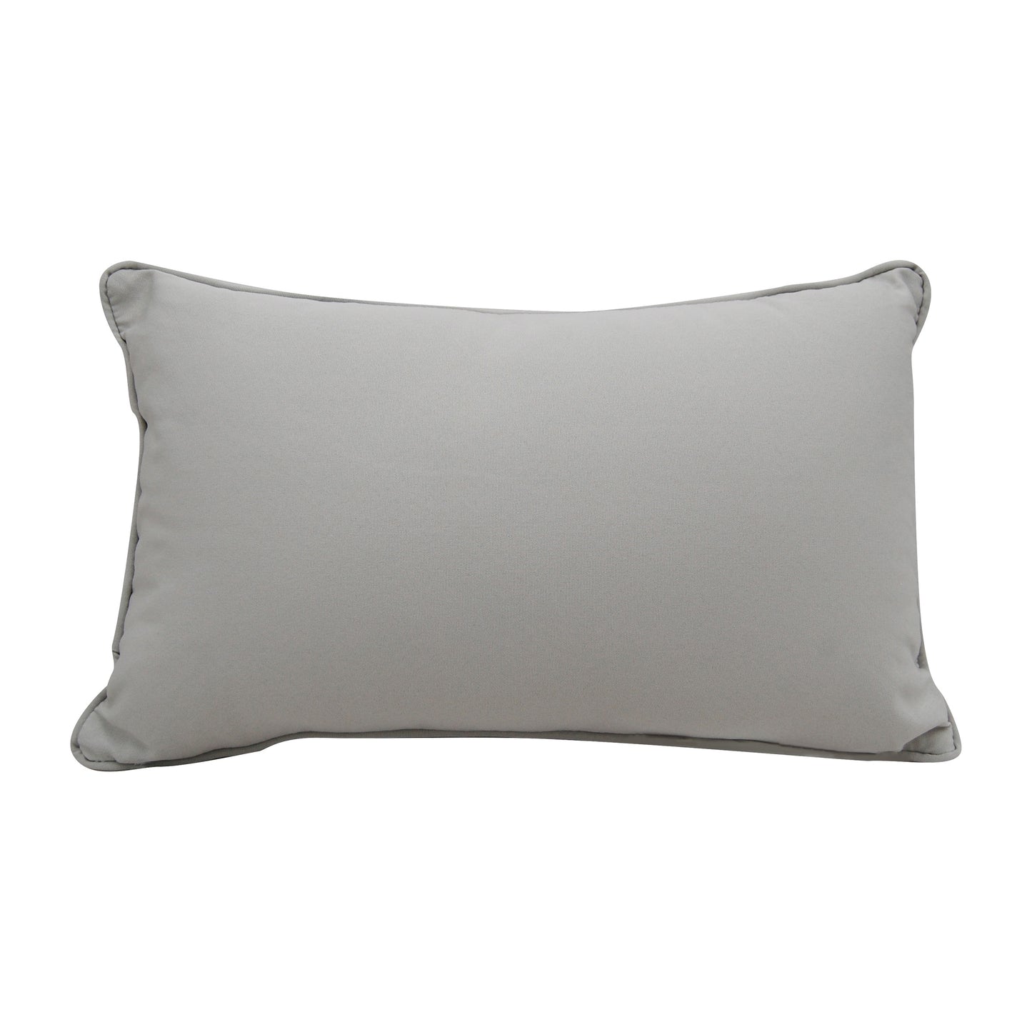 Solid grey fabric; the back side of the Modern Lake Triangle indoor outdoor pillow.