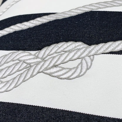 NAVY AND WHITE ROPE LUMBER INDOOR OUTDOOR PILLOW