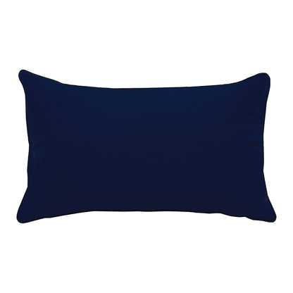 Solid navy blue fabric; the back of Navy Hydrangea Indoor Outdoor pillow.