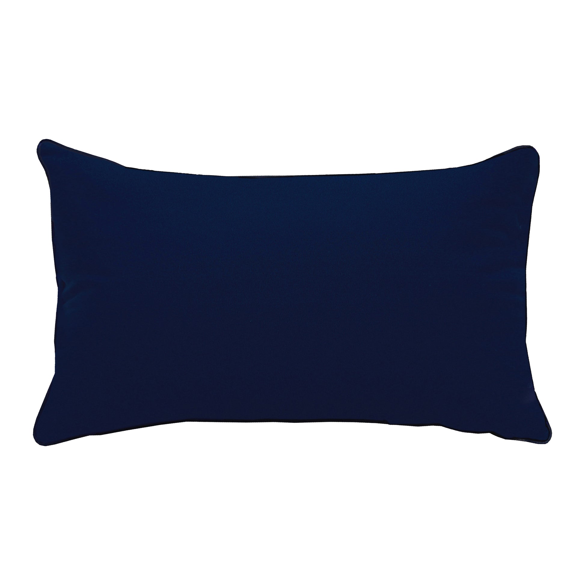 Solid navy blue fabric; the back of Navy Hydrangea Indoor Outdoor pillow.