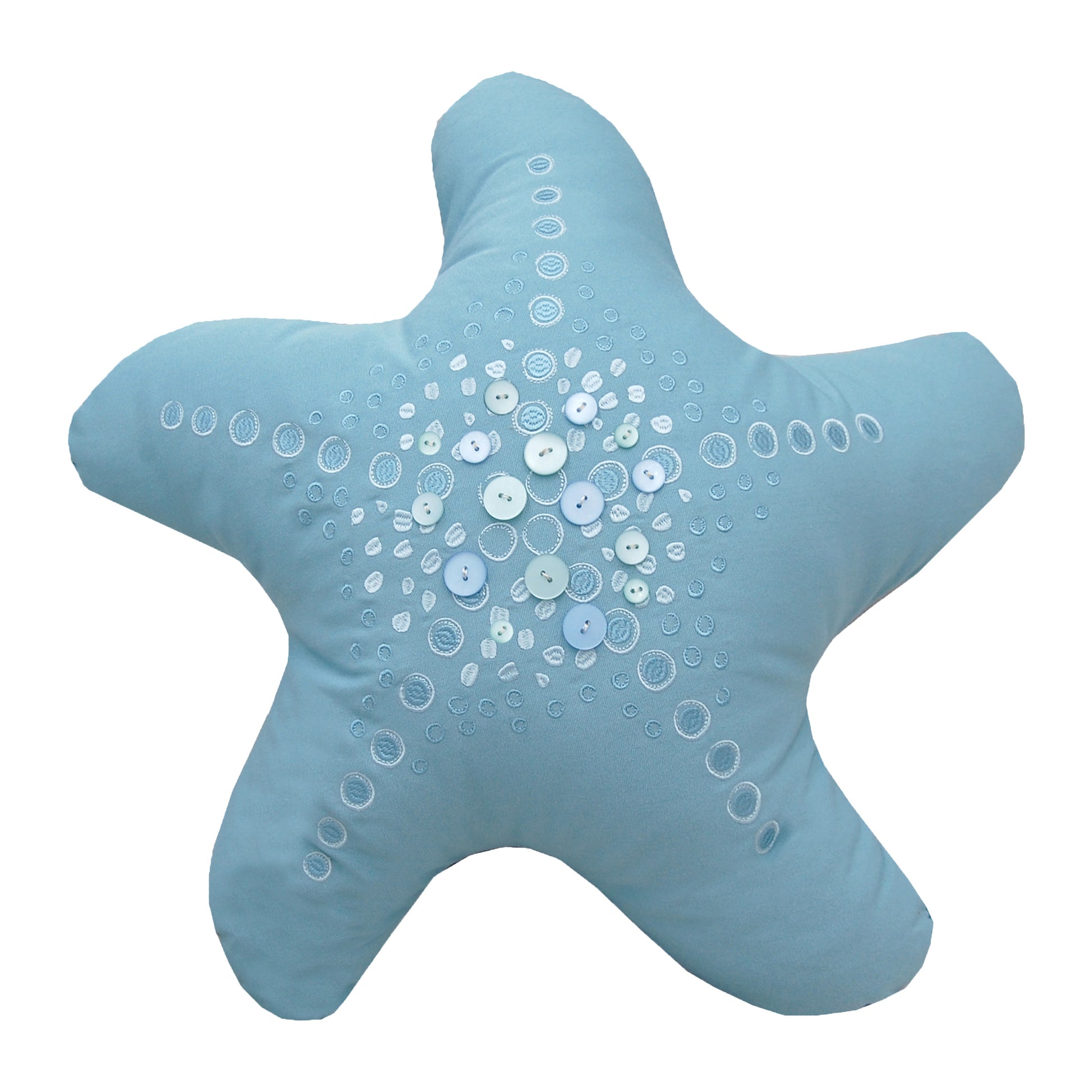 Oceana sea star shaped indoor outdoor pillow with embroidered and beaded accents.