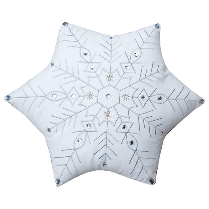 Six pointed snowflake with beaded and embroidered details.