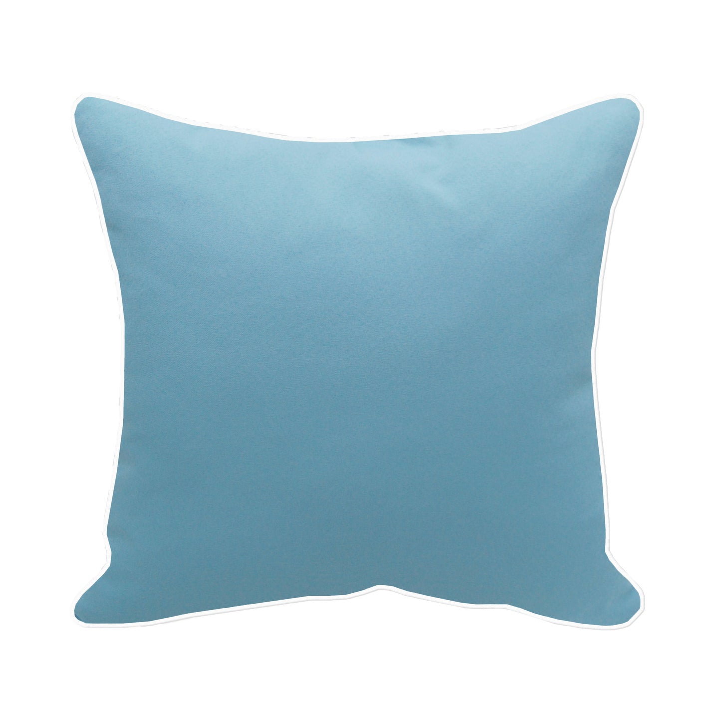 Solid blue fabric; back of the Snowy White Egret Indoor Outdoor pillow