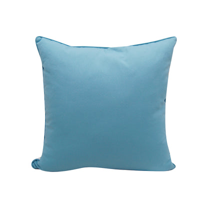 Solid blue fabric; back of the Surf Breaker indoor outdoor pillow.