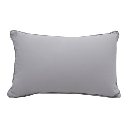 Solid grey fabric; back of the Green Monstera Lumbar Indoor Outdoor Pillow.