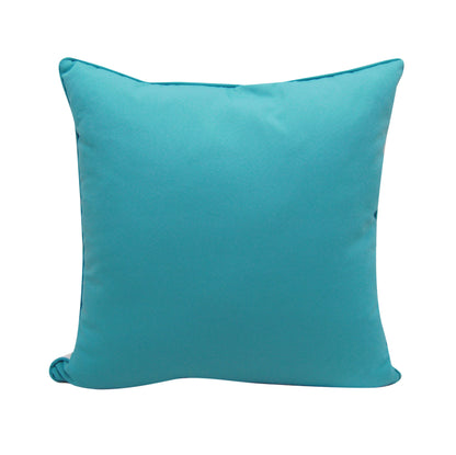 Solid turquoise fabric; back of the TROPICAL PUNCH HAPPY CRAB INDOOR OUTDOOR PILLOW