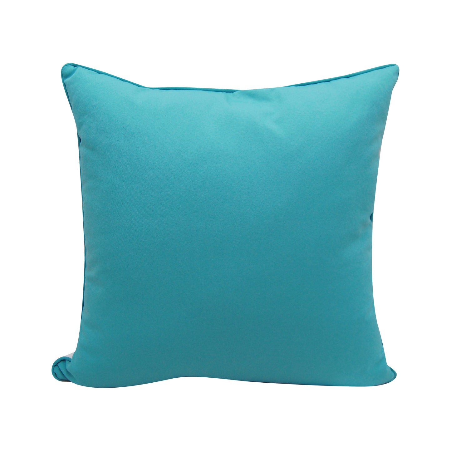 Solid teal fabric; back of the Tropical Punch Lionfish Indoor Outdoor Pillow